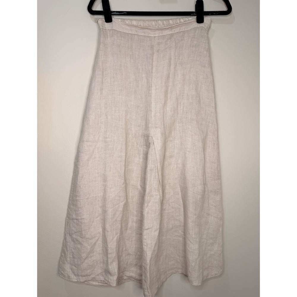 #5 VALENTINA NALDI Sz. Small Beige 100% Linen Made in Italy skirt w: 27" - 29"
